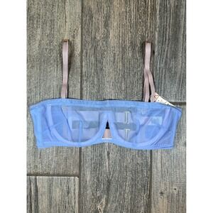 HAH Intimates Blue Sheer Mesh Underwire Strapless Bra 30-38D‎ Sustainable